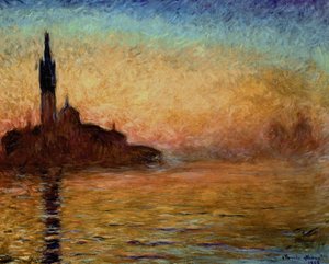 Udsigt over San Giorgio Maggiore, Venedig ved Twilight, 1908 af Claude Monet